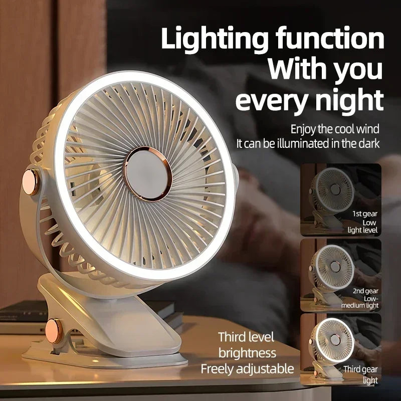 Portable 8000mAh Camping Fan with LED Light
