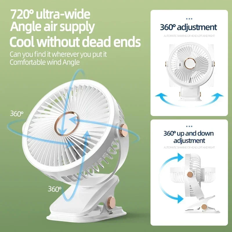Portable 8000mAh Camping Fan with LED Light