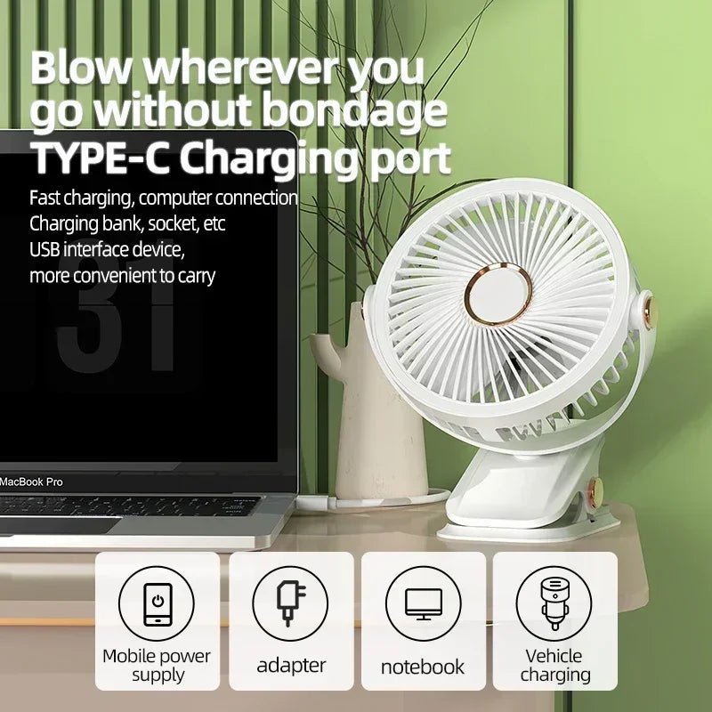 Portable 8000mAh Camping Fan with LED Light
