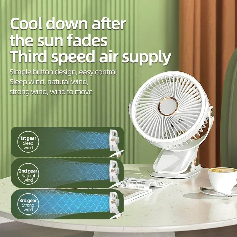 Portable 8000mAh Camping Fan with LED Light
