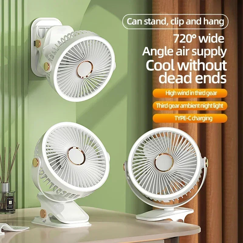 Portable 8000mAh Camping Fan with LED Light