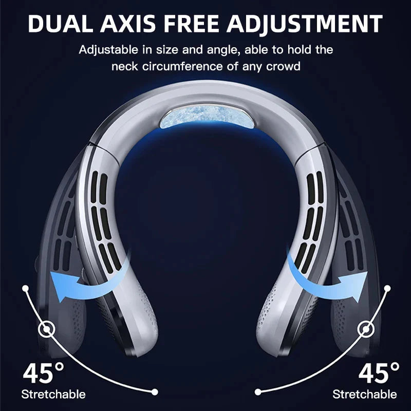 8000mAh Hanging Neck Fan Portable Bladeless Mini USB Rechargeable Mute LED Digital Display Electric Fan Summer Air Cooler