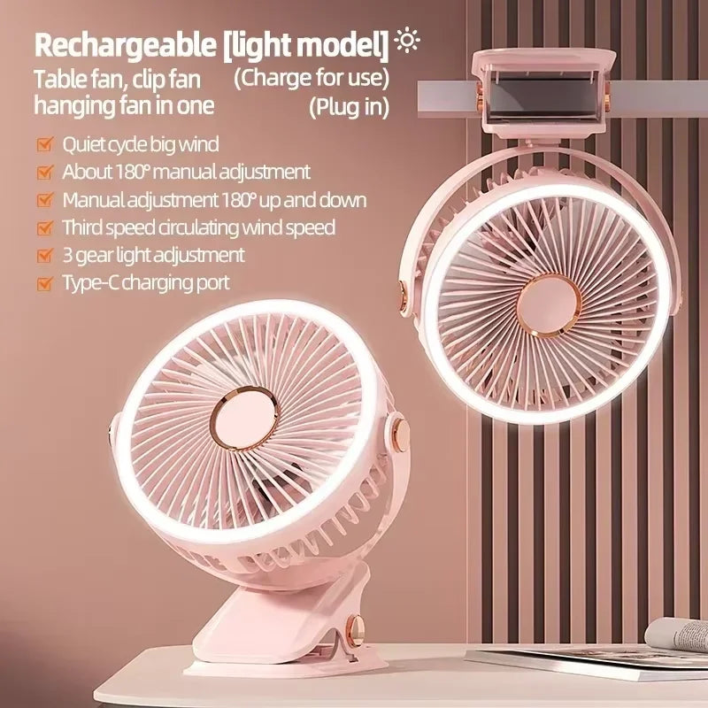 Portable 8000mAh Camping Fan with LED Light