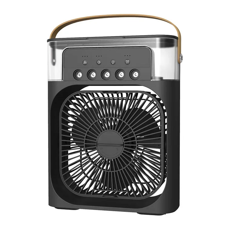3-in-1 Multifunctional Mini Humidifying Fan | USB Rechargeable + 7-Colour Night Light