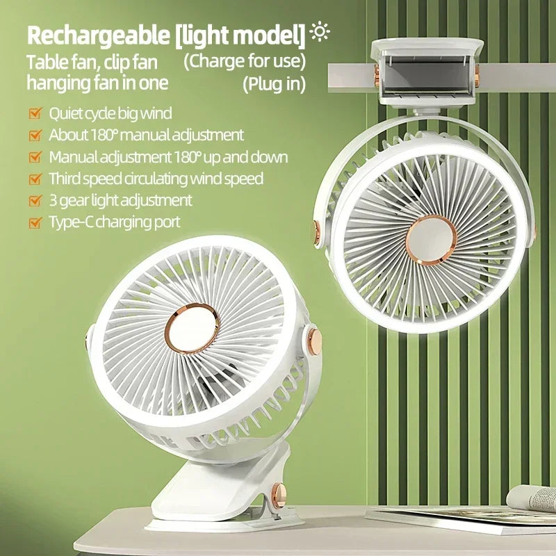 Portable 8000mAh Camping Fan with LED Light