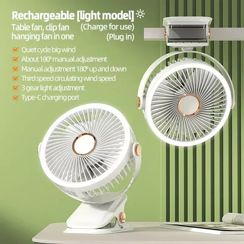 Portable 8000mAh Camping Fan with LED Light