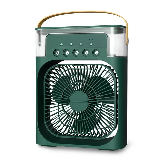 3-in-1 Multifunctional Mini Humidifying Fan | USB Rechargeable + 7-Colour Night Light
