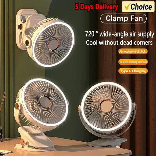 Portable 8000mAh Camping Fan with LED Light