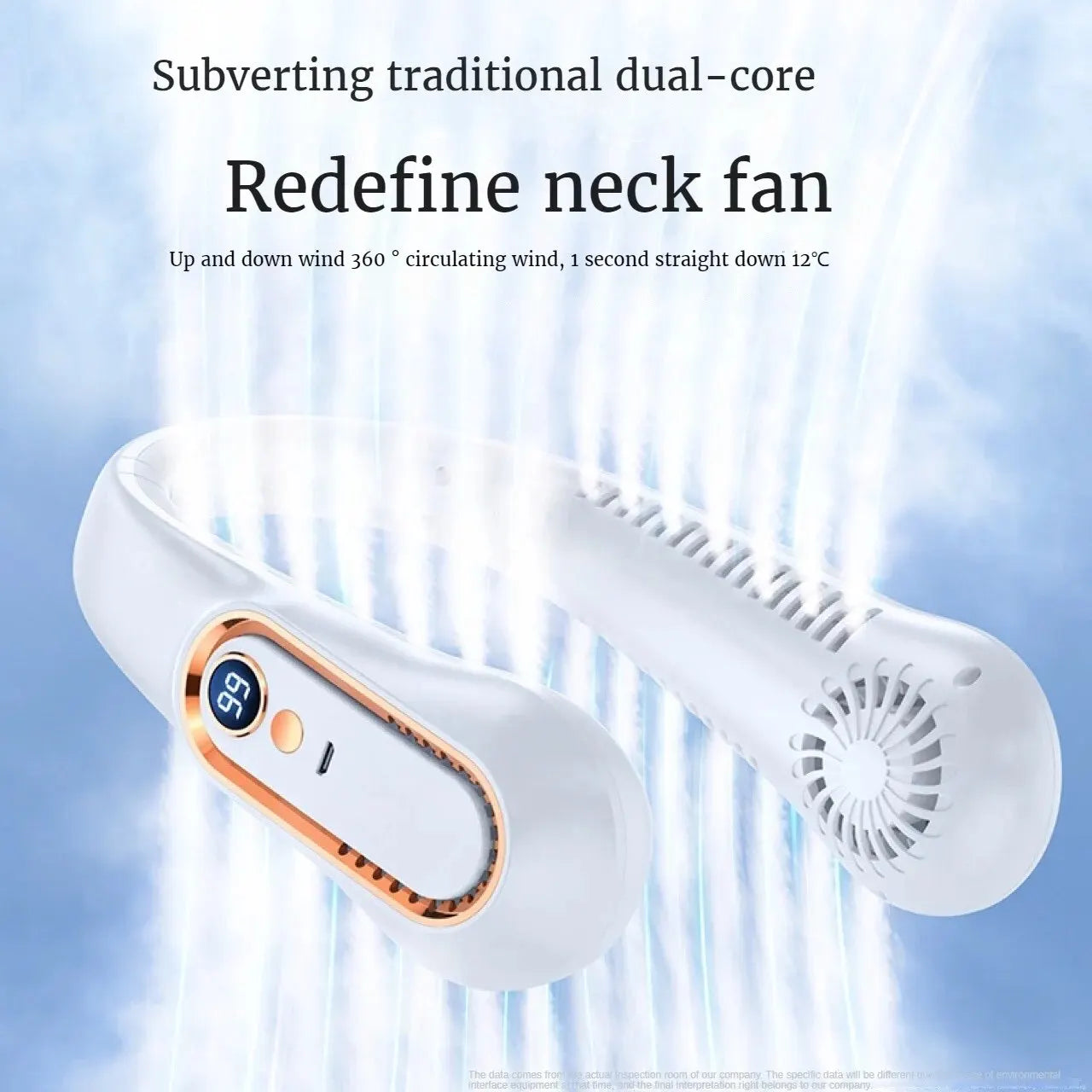 2025 New ceiling fan USB rechargeable portable small fan students office sports digital display ceiling fan hanging neck fan